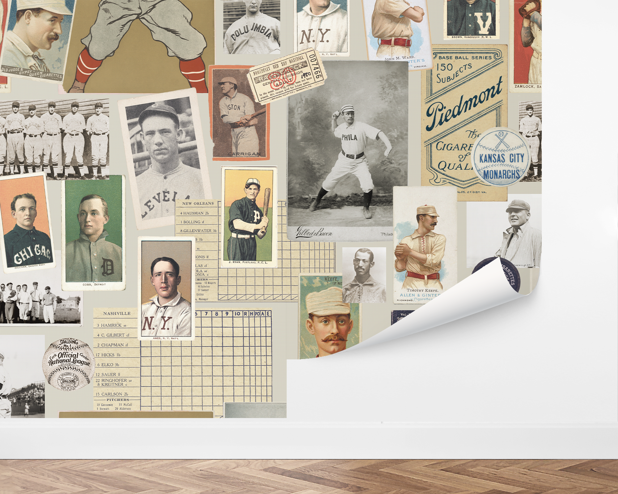 Baseball Collage Peel and Stick Removable Wallpaper | Love vs. Design
