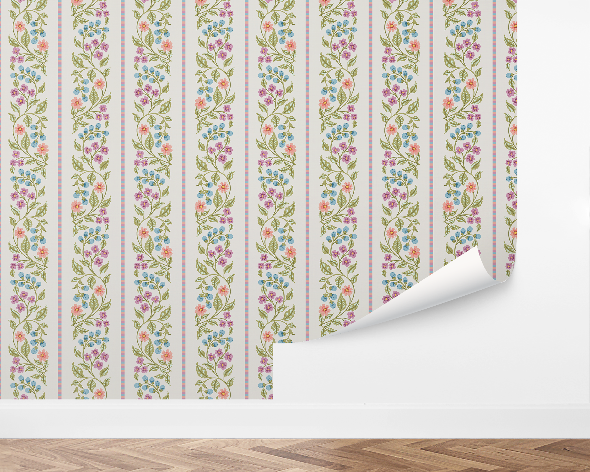 Blossom Stripes Peel and Stick Removable Wallpaper | Love vs. Design