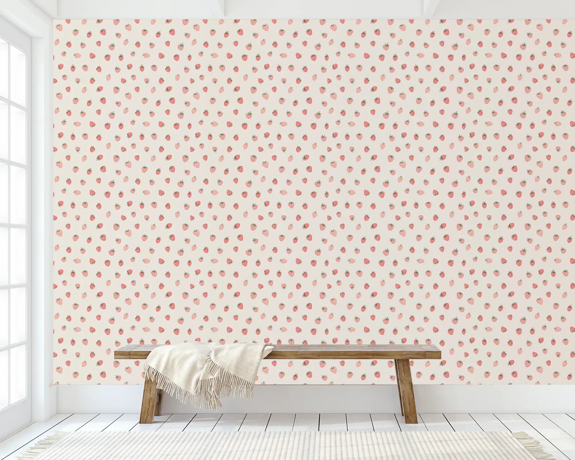 Strawberries & Cream Peel and Stick Removable Wallpaper
