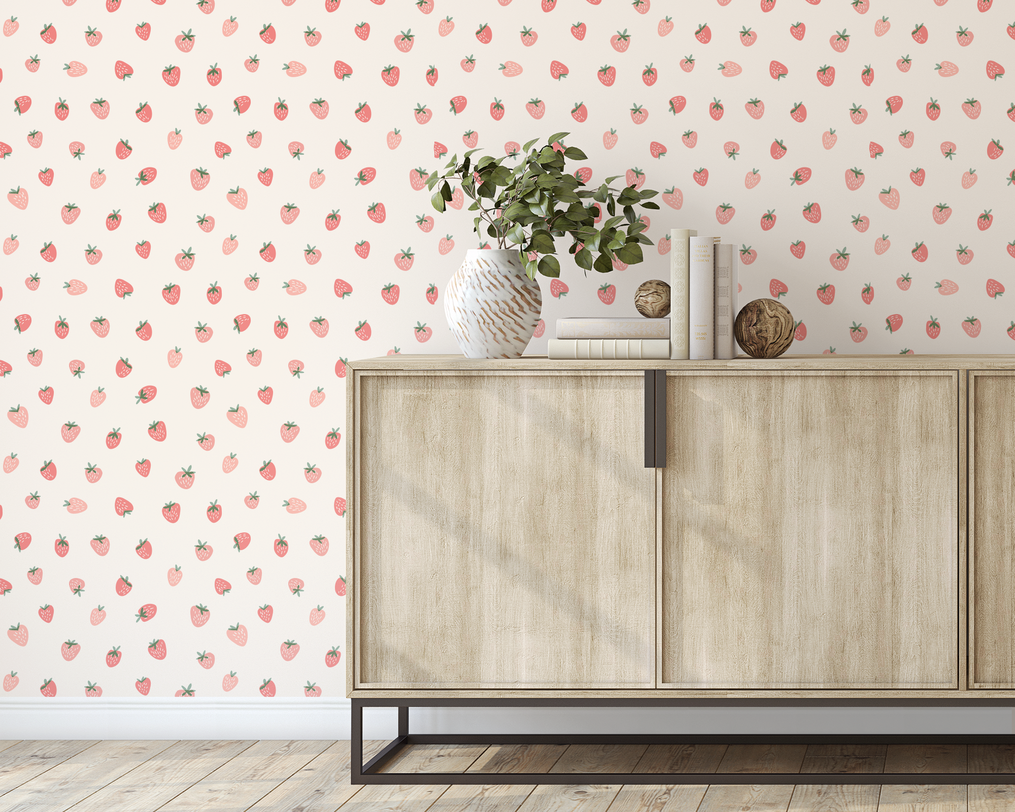 Strawberries & Cream Peel and Stick Removable Wallpaper | Love vs. Design